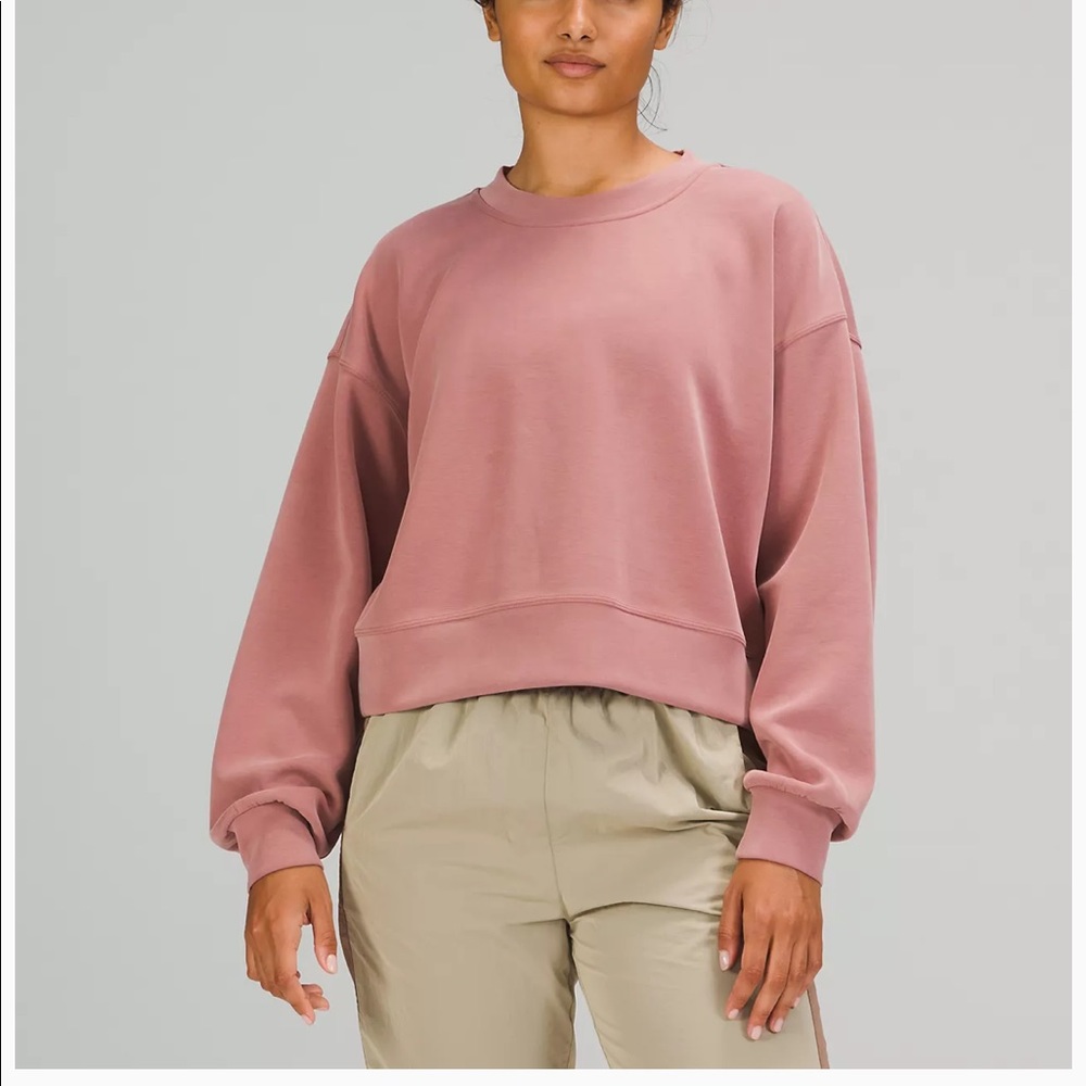 Lululemon Perfectly Oversized Cropped Crew Softstreme - size 10 - spiced Chai